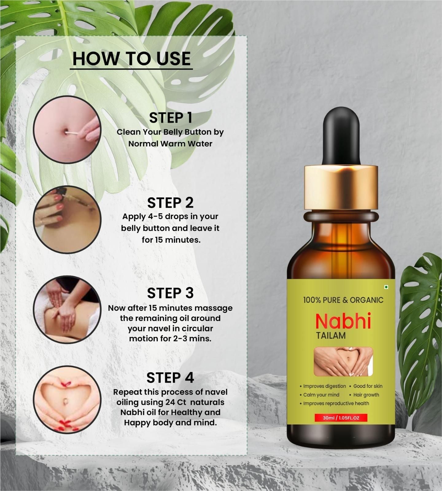 🌿 Nabhi Tailam – 100% Pure & Organic Navel Oil (Pack of 2)