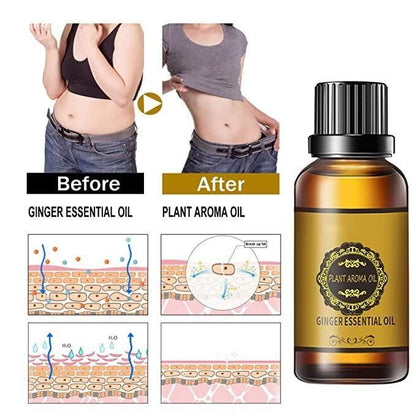 Belly Drainage Ginger Oil, Lymphatic Drainage Ginger Oil, Slimming Tummy Ginger Oil, Ginger Essential Oil for Swelling and Pain Relief, Care for Skin (100ML)