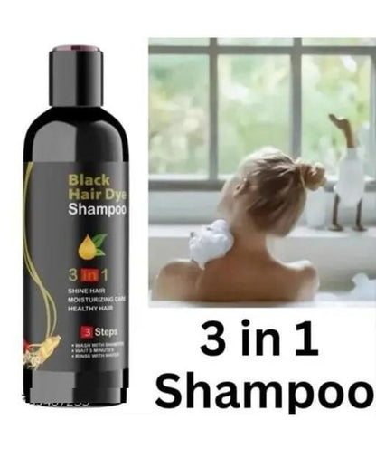 Unisex Instant Black Herbal Hair Dye Shampoo for Grey Hair Coverage (Buy 1 Get 2 Free)