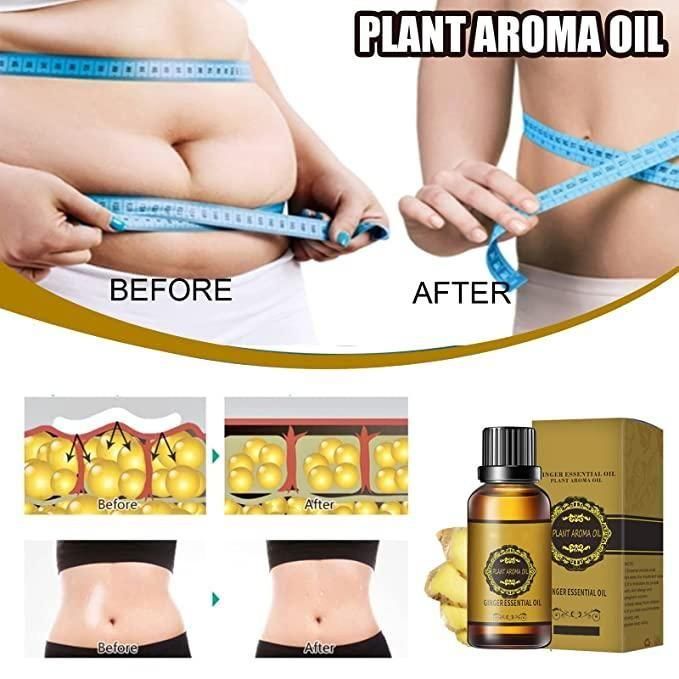 Belly Drainage Ginger Oil, Lymphatic Drainage Ginger Oil, Slimming Tummy Ginger Oil, Ginger Essential Oil for Swelling and Pain Relief, Care for Skin (100ML)