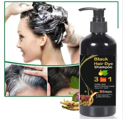Unisex Instant Black Herbal Hair Dye Shampoo for Grey Hair Coverage (Buy 1 Get 2 Free)